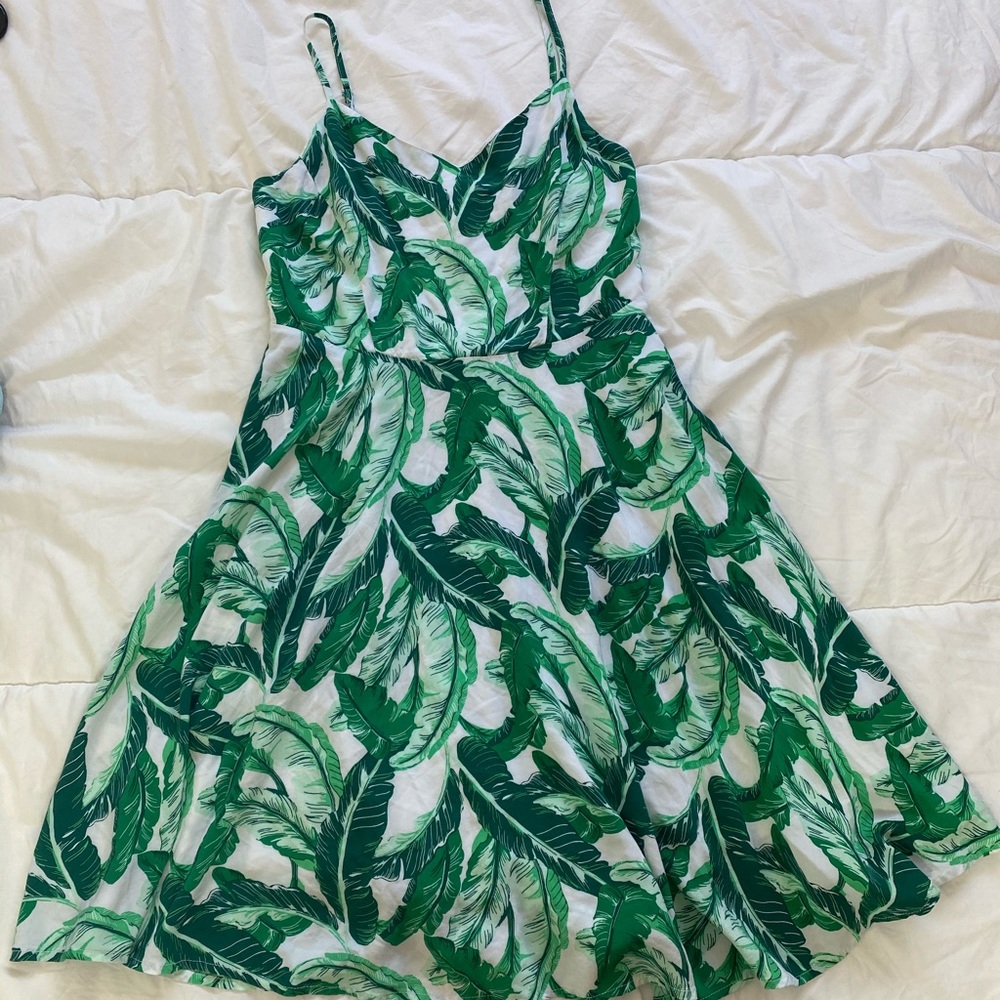 tropical leaf print dress